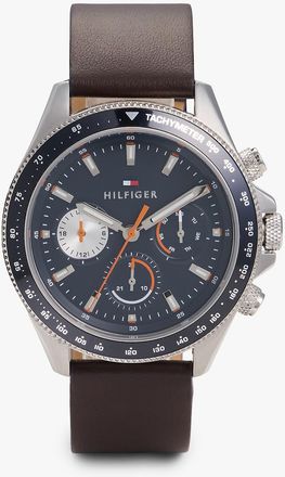 Tommy Hilfiger Mens 46MM Leather Multifunction Sport Watch - Grey