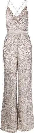 Alice & Olivia Riska cowl neck jumpsuit - women - Polyester/Spandex/Elastane/Polyester - 14 - Grey