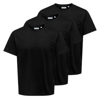 Only & Sons Rundhalsshirt ONLY & SONS ONSJEFF REG SS TEE 3-PACK OTL, Herren, Gr. XXL, schwarz pack:3 x schwarz, Jersey, Obermaterial: 60% Baumwolle, 40% Polyester