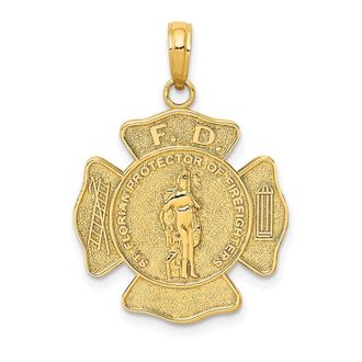 Diamond2Deal 10k Yellow Gold St. Florian Protect Us Fire Dept. Pendant