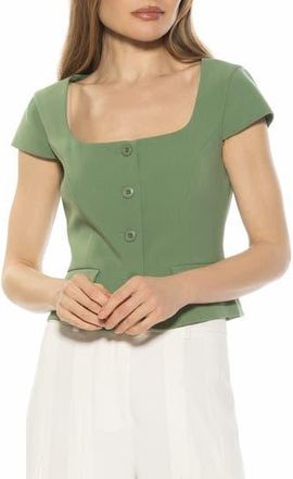 Alexia Admor Cap Sleeve Button-Up Top in Sage at Nordstrom Rack, Size 10