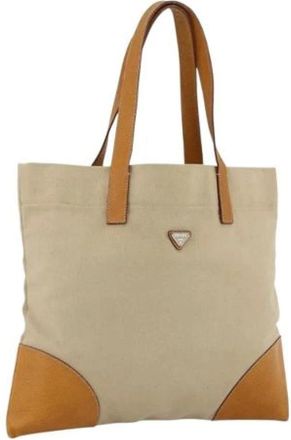 Prada Pre-owned Tote Bags, female, Beige, Size: ONE SIZE Pre-owned Vintage Tote Bag