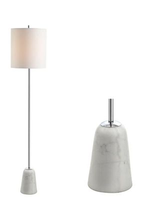 Jonathan Y Designs Lincoln 62.5 Marble/Metal LED Floor Lamp, White/Chrome at Nordstrom