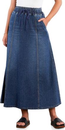 Wash Lab Denim Tie Waist Denim Skirt in Shark Blue at Nordstrom, Size X-Small