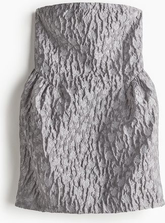 H&M Bandeaukleid aus Jacquardstoff - Grau