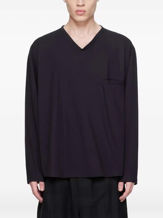 Christophe Lemaire V-neck long-sleeve T-shirt - men - Fabric - 44 - Blue
