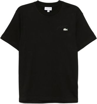 Lacoste T-shirt in cotone con logo ricamato - Nero