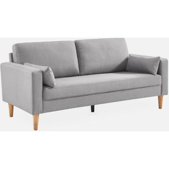 Sweeek Sofá de tela de 3 plazas, patas de madera