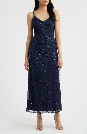 Pisarro Nights Beaded Cocktail Dress with Bolero in Navy at Nordstrom, Size 12