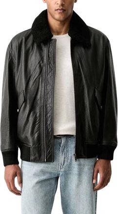 HUGO BOSS Leather Jassen - Heren - Bomber jackets - Zwart - L - Jassen