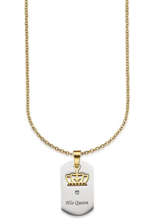 Bruno Banani Kette mit Anhänger »Schmuck Geschenk Halskette Ankerkette, Krone feste Gravur His Queen«