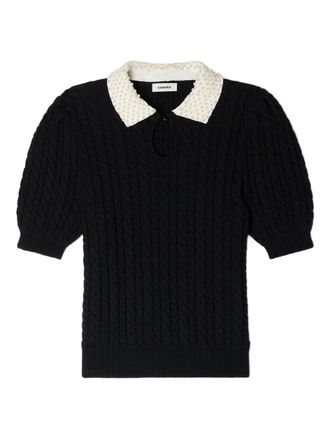 Sandro Polotop met kraag detail - Zwart