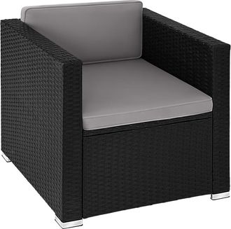TecTake Sill&oacute;n de rat&aacute;n, negro