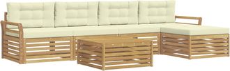 vidaXL Conjunto De Sof&aacute;s De Exterior 6 Uds. Blanco Y Crema Poli&eacute;ster Vidaxl
