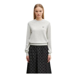 Maison Kitsun&eacute; Fox Head Wool Crew Neck Sweater - Dames - Truien - Grijs - Maat: XS Wol