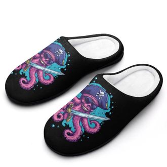 Generic Octopus Pirates Funny Mens Slippers Cotton Warm House Shoes Memory Foam Sandals Print Size 7-14