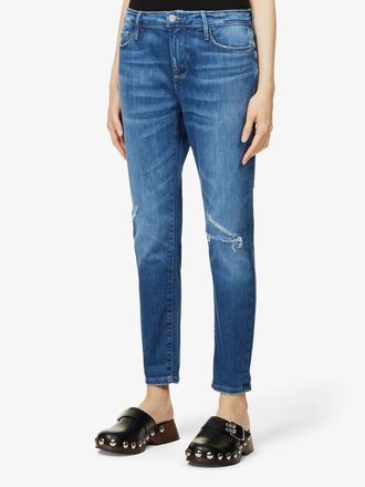 Frame Denim Le Garcon Mid Rise Jeans In Agecroft Destruct
