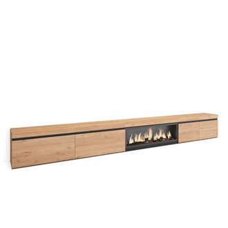 Skraut Home Skraut Home - Mueble Tv, Televisi&oacute;n, Muebles De Sal&oacute;n, Almacenaje, 368x45x35, Chimenea El&eacute;ctrica Xxl, Estilo Moderno, Roble