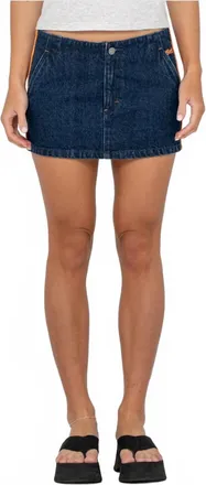 Rusty Webber Denim Low Rise Micro Mini Skirt In Indigo