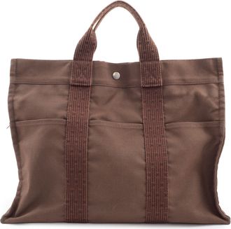 Herm&egrave;s Brown Canvas Tote Bag (Pre-Owned)