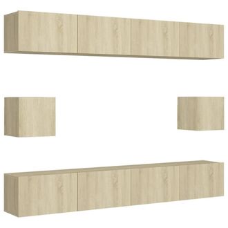 Berkfield Home 6 Piece TV Cabinet Set Sonoma Oak Engineered Wood in Light Oak