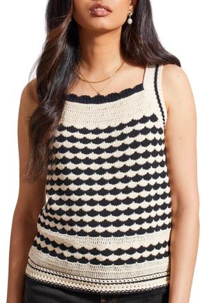 Tribal Wide Strap Crochet Sweater In Ecru