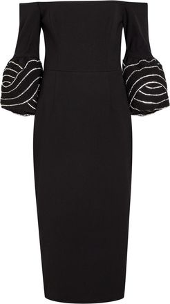 Rebecca Vallance Bellatrix Crystal-embellished Crepe Midi Dress - Black - 10 (UK10 / S)
