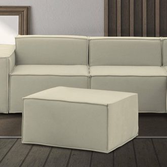 Dmora Dmora - Puff Dagoum&eacute;, Otomana De La Sala De Estar, 100% Made In Italy, Sill&oacute;n Relax En Tela Tapizada, 80x70h43cm, Beige