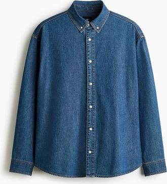 H&M Jeanshemd in Oversized Fit - Blue