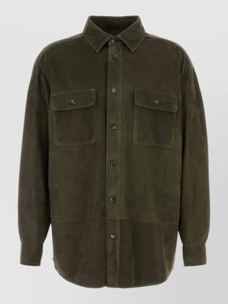 Loewe suede shirt jacket buttoned cuffs chest pockets