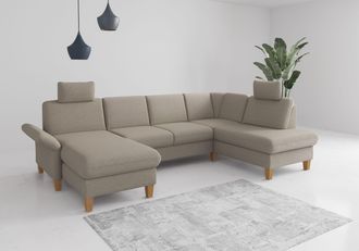 HOME AFFAIRE Wohnlandschaft »Rochelle, U-Form« optional mit Armteilverstellung, mit Bettfunktion & Bettkasten