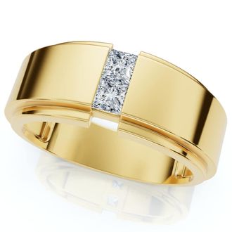Pompeii3 1Ct Mens Princess Cut Diamond Tension Set Wedding Ring 14k Gold Lab Grown