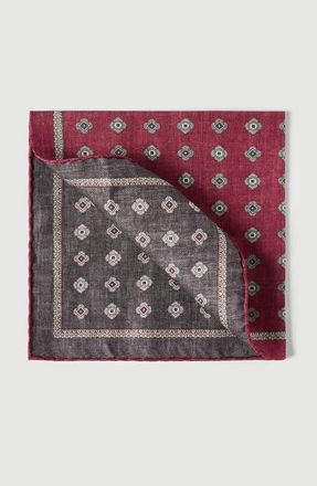 Brunello Cucinelli Silk pocket square with medallion design in Burned at Nordstrom