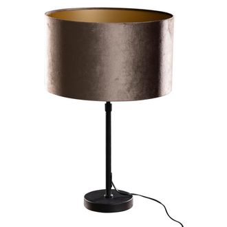 QAZQA Cl&aacute;sico/antiguo L&aacute;mpara De Mesa Negra Con Pantalla De Terciopelo Verde 35 Cm - Parte Acero /terciopelo /textil Redonda Adecuado Para Led Max. 1 X 60 W
