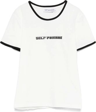 Self Portrait T-shirt in jersey - Bianco