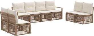 vidaXL Conjunto De Sof&aacute;s De Jard&iacute;n 8 Uds. Beige Rat&aacute;n Sint&eacute;tico Vidaxl