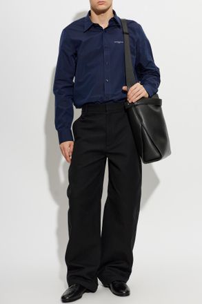 Givenchy Shirt With Embroidered Logo, Mens, Navy Blue