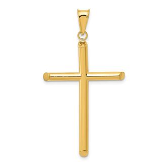 Diamond2Deal 14k Yellow Gold 3-D Polished Hollow Cross Pendant