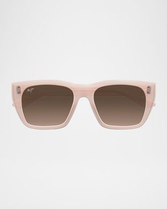 Maui Jim Mens Aloha Lane Acetate Rectangle Sunglasses