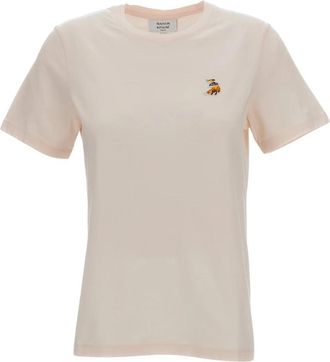 Maison Kitsun&eacute; Dreaming Fox Patch T-shirt - Dames - T-shirts - Roze - XS - Katoen - Tops
