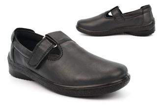 Generic Ladies Real Leather Shoes Womens Lightweight Shoes Size 3 Womens Lightweight Shoe Size 5 Leather Shoe Casual Touch Fastening Sizes 3-8 Black 3 UK