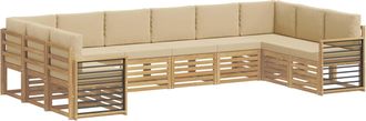 vidaXL Conjunto De Sof&aacute;s De Exterior 10 Uds. Y Beige Poli&eacute;ster Vidaxl