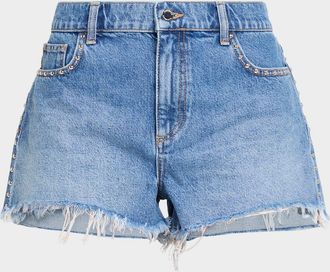 Ramy Brook Briar Studded Denim Shorts