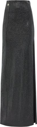 Philipp Plein Rokken, Dames, Grijs, S, Polyester, Long Skirt Crystal