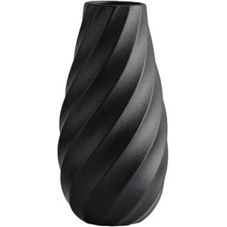 OEM Jarr&oacute;n De Cer&aacute;mica Negra Con Dise&ntilde;o De Espiral Texturizada, Perfecto Para Una Decoraci&oacute;n Bohemia Minimalista Moderna, 25 Cm