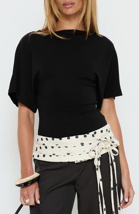 Princess Polly Arazia Cinched Short Sleeve Top in Black at Nordstrom, Size 10