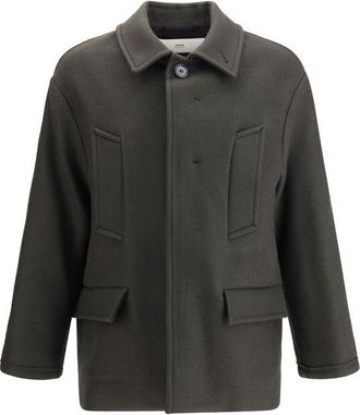 Ami Gray Fleece Wool Mens Coat