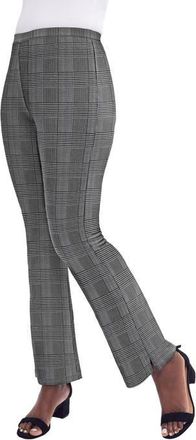 Jessica London Everyday Stretch Cotton Straight Leg in Black Ivory Glen Plaid at Nordstrom, Size Medium