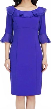 Nue By Shani Built In Shapewear Ruffle Pencil Dress In Plum