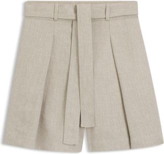 BOSS Relaxed-fit linen-blend culottes with herringbone weave